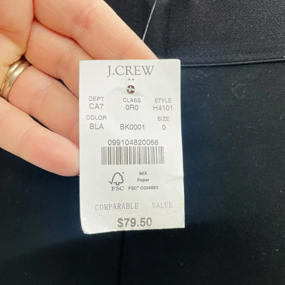 J Crew Womens Size 0 Gigi Pant with Side Zip Closure in Ponte Knit H4101 $79 219